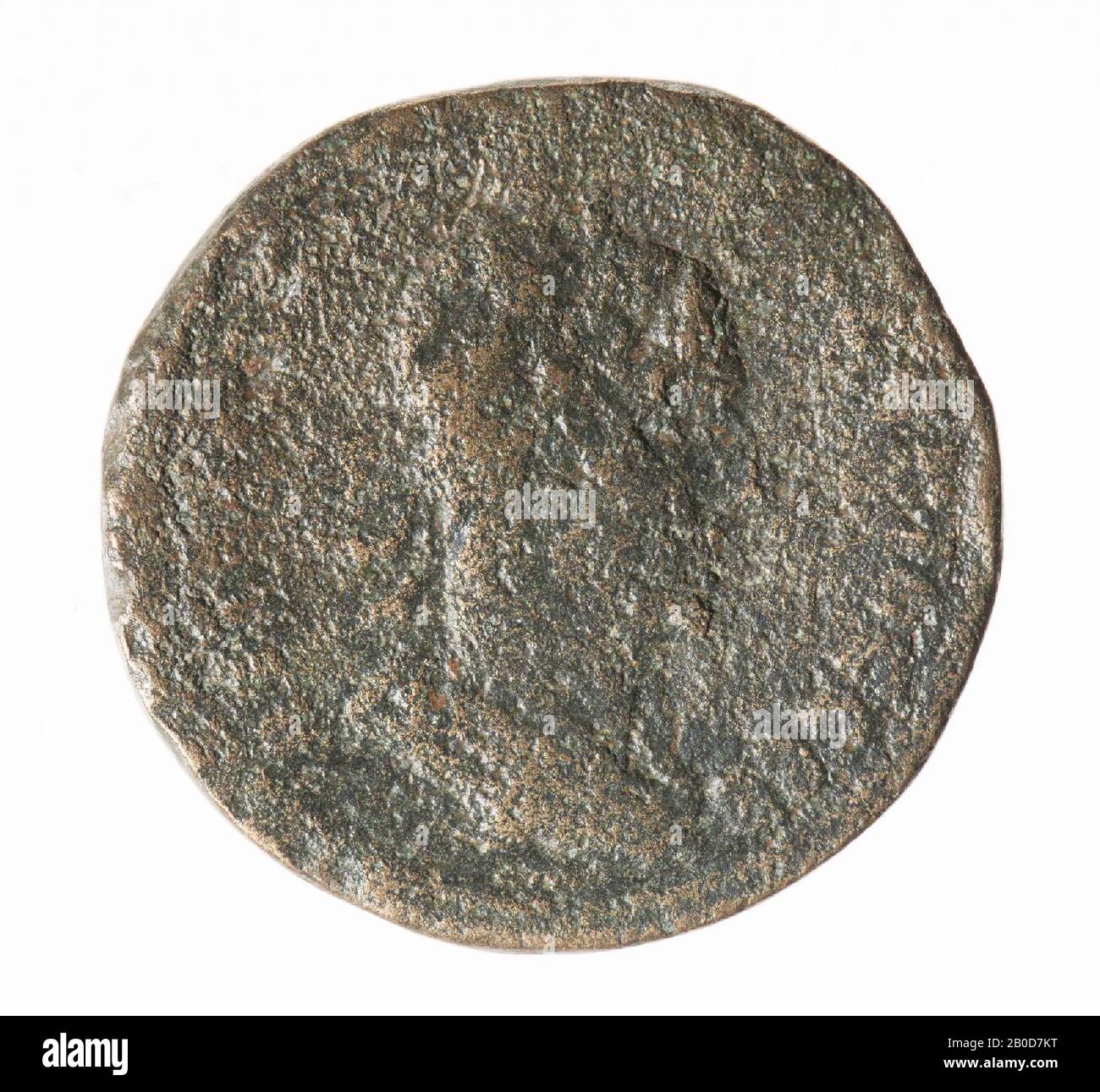 Face: Trajan, droite, laurelled. Usé. Inscription grecque. Inverse : temple grec avec figure debout. Reste d'inscription., pièce, de Trajanus Decius, métal, bronze, diam.: 3 cm, wt. 18,2 grammes, 249-251 AD, inconnu Banque D'Images