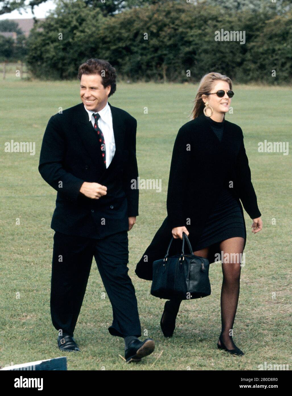 Lord Linley, deuxième comte de Snowdon et petite amie Serena Stanhope au Royal Berkshire Polo Club, Angleterre, août 1992 Banque D'Images