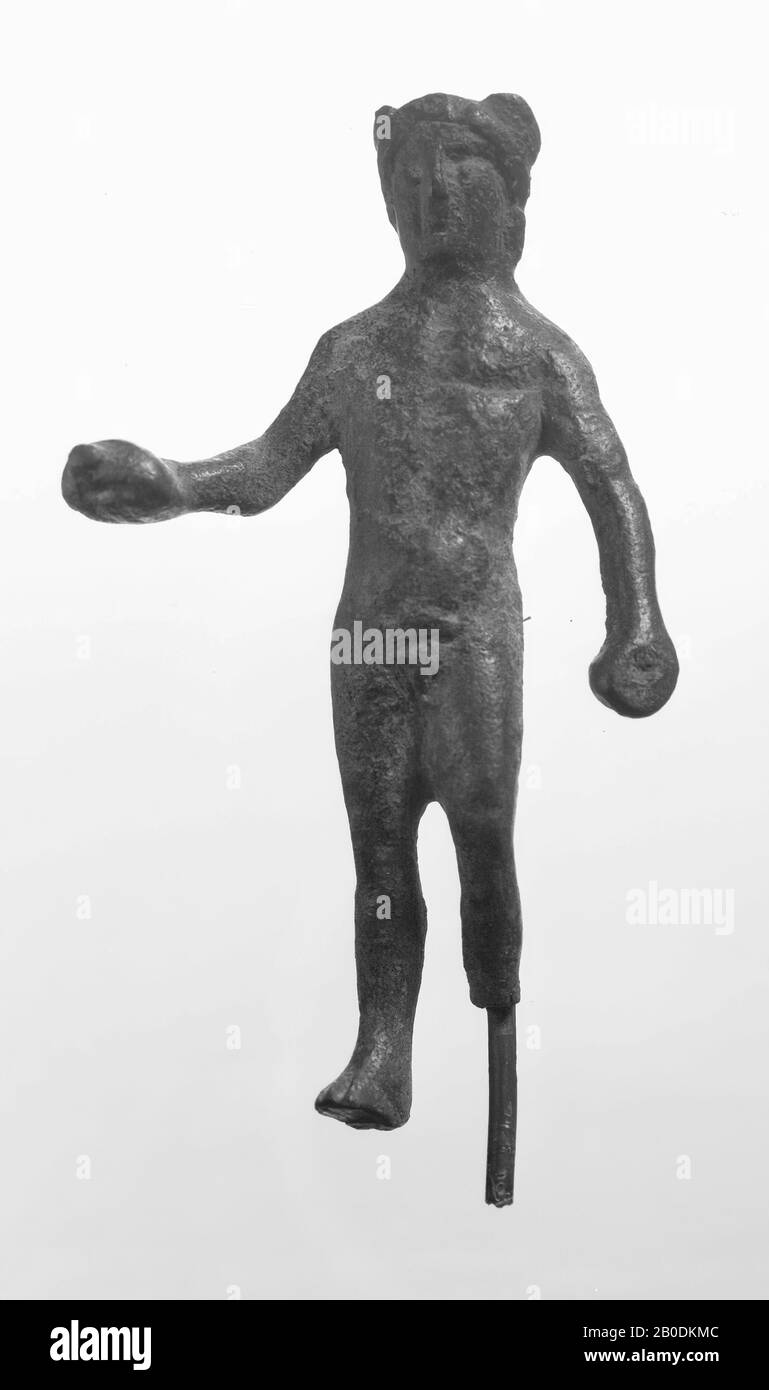 Statue de bronze, Mercure. Jambe inférieure gauche manquante, figure, Mercure, métal, bronze, hauteur : 5,5 cm, romaine 1-300, Pays-Bas, Gueldre, Nimègue, Nimègue Banque D'Images