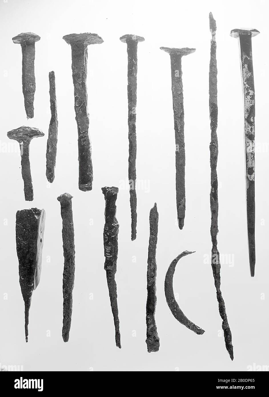 L'époque romaine des Pays-Bas, clou, métal, fer, longueur, 25 cm, romaine 15-250, Pays-Bas, Utrecht, Bunnik, Vechten Banque D'Images