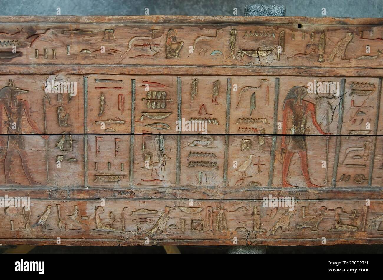 Egypte, boite de momie, fragment, bois, 39 x 195 cm, Fin De Période, Egypte Banque D'Images