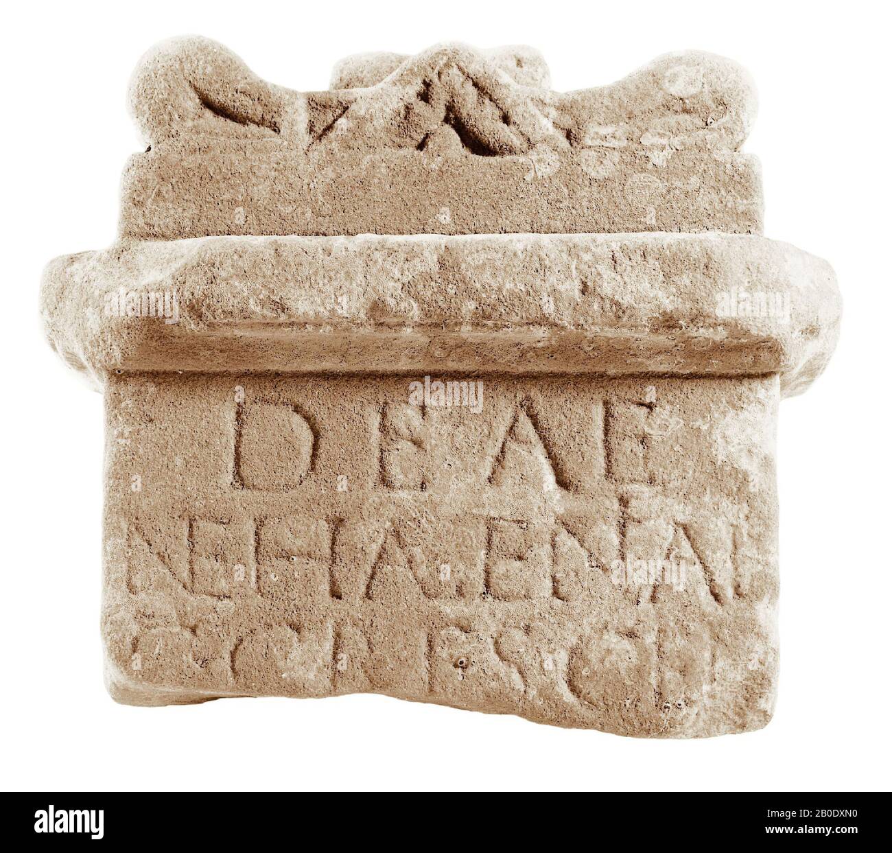 Pays-Bas époque romaine, autel, fragment, pierre, calcaire, 18 x 17 x 10,5 cm, CA. 10 kg, roman 150-250, Pays-Bas, Zélande, Noord-Beveland, Colijnsplaat, Oosterschelde Banque D'Images