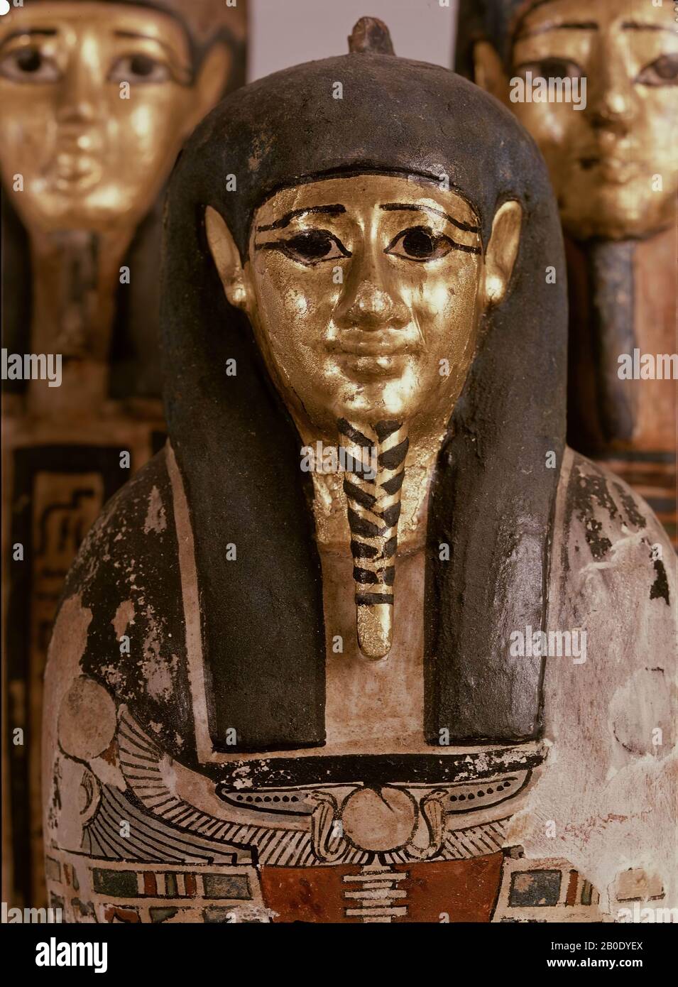 Egypte, papyrus quiver, bois, feuille d'or, 60 x 11 x 35 cm, Période gréco-romaine, Période de Ptolémée, Egypte Banque D'Images