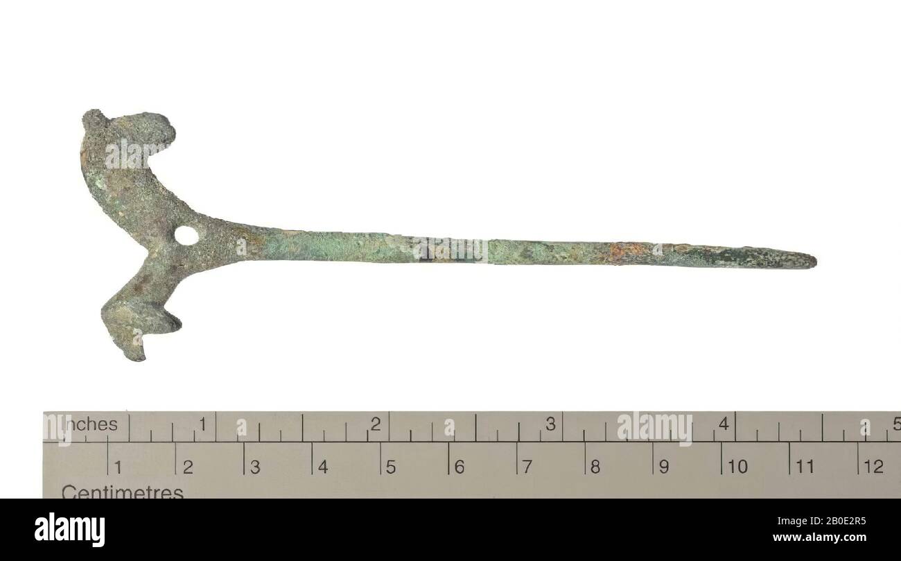 Épingler avec une figure en forme de cheval à l'extrémité supérieure, ornement, métal, bronze, L 10,9 cm, W 3,7 cm, Iron Age II 1000-800 BC, Iran Banque D'Images
