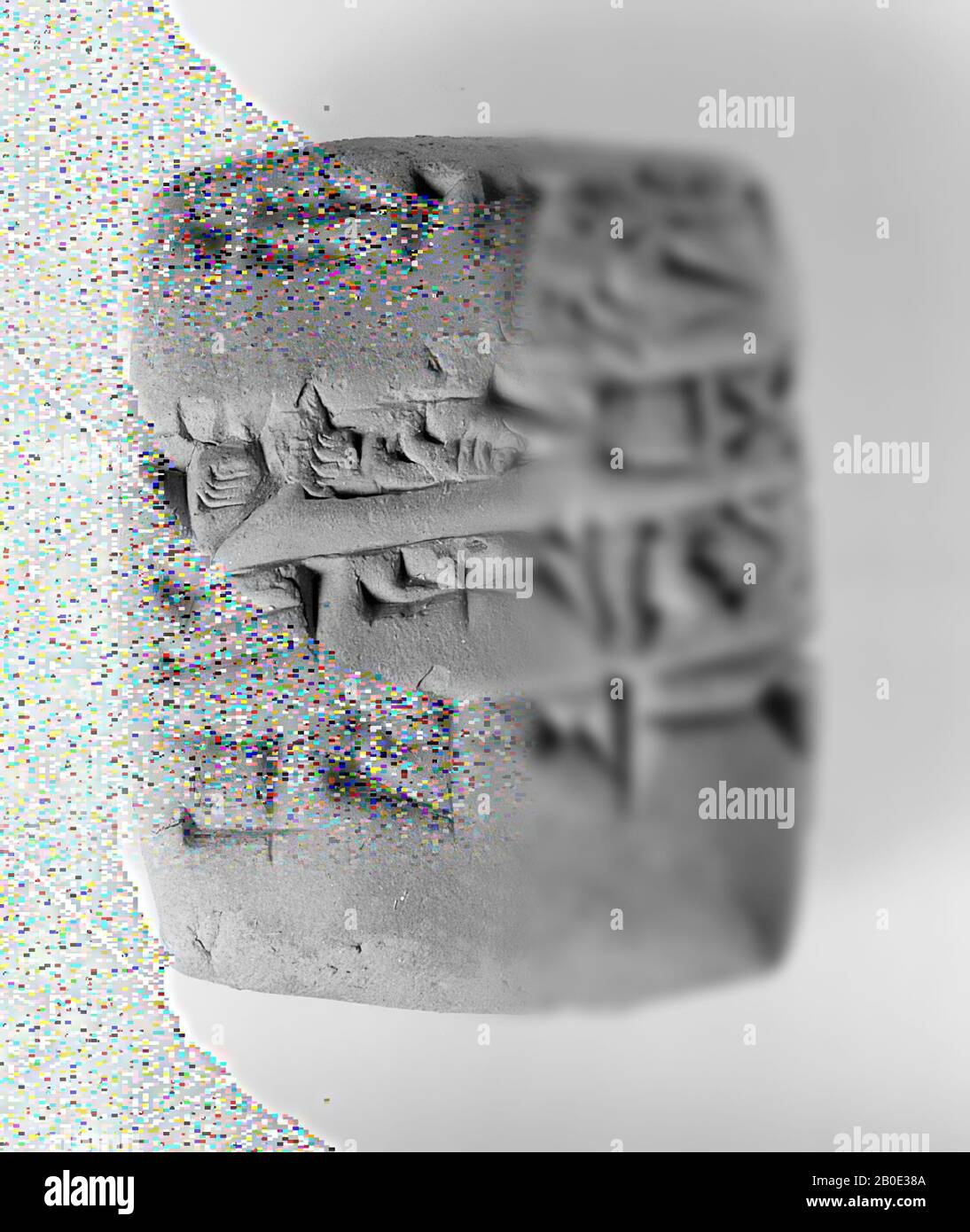 Une enveloppe avec un texte cuneiform et une empreinte de cachet. Le texte accusé de réception de l'orge, de l'inscription, de la poterie, de l'argile, L 4,8 cm, W 4,1 cm, H 2,4 cm, er III Période 2112-2004 C.-B., Iraq Banque D'Images