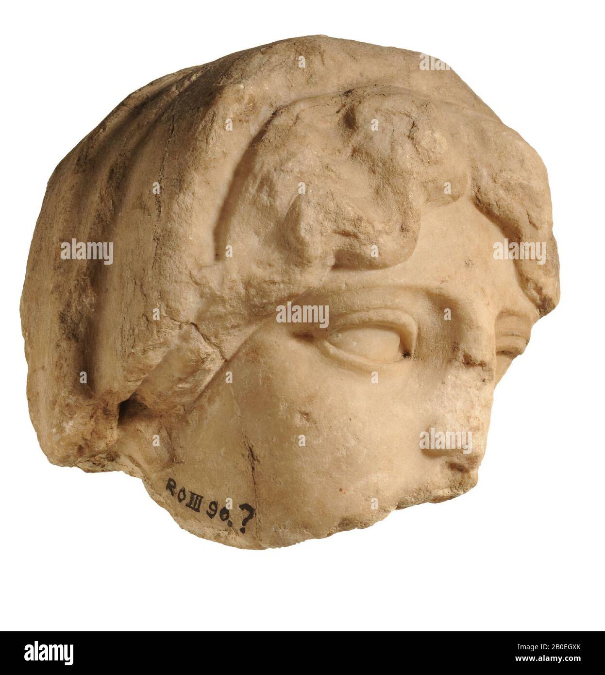 Antiquité classique, tête femelle, fragment, marbre, 12 cm Banque D'Images