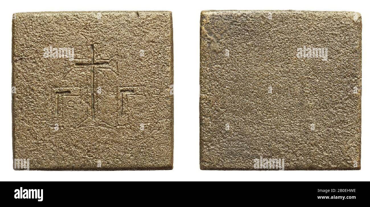 poids, bronze, 3,6 x 3,65 x 0,67 cm, poids 78,4g, byzantin, Turquie Banque D'Images