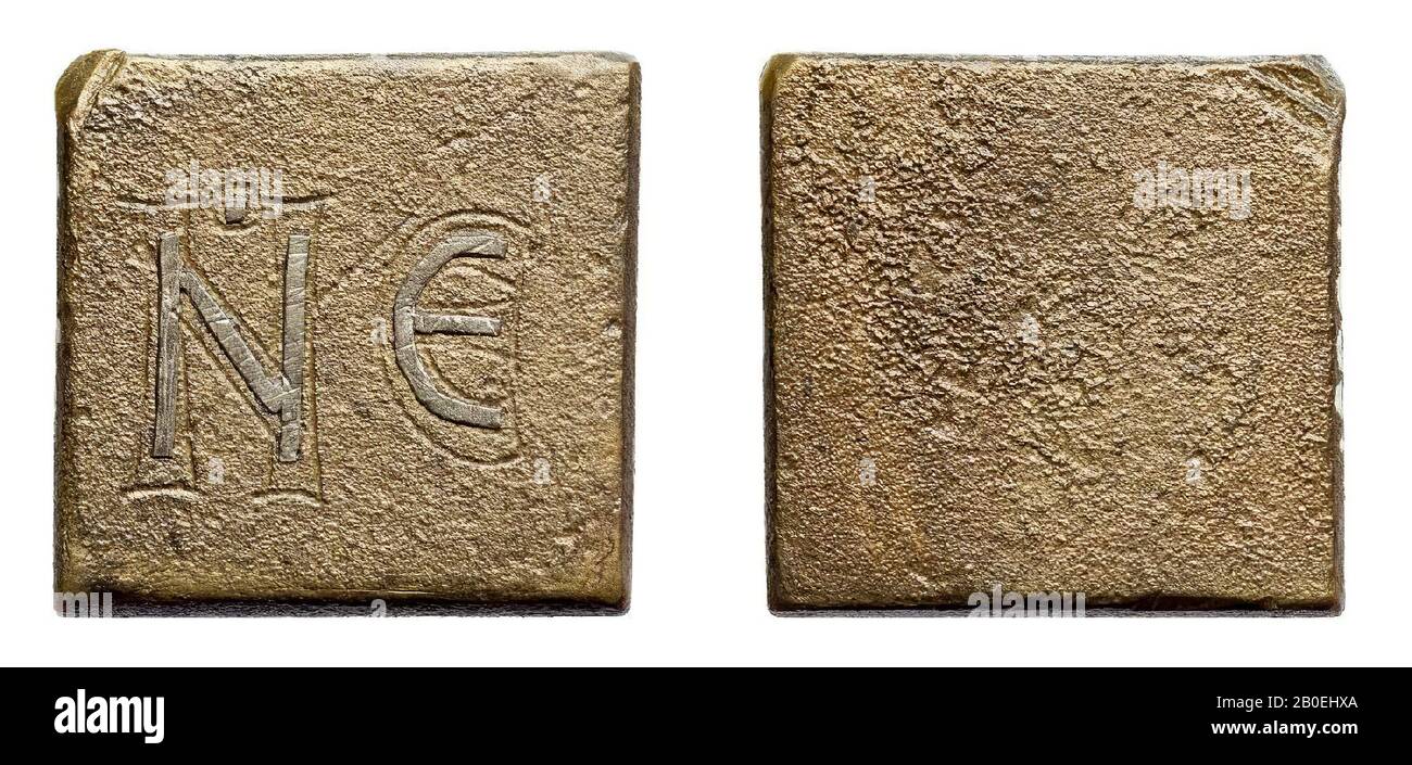 poids, bronze, 2,33 x 2,43 x 0,42 cm, poids 21.49g, byzantin, Turquie Banque D'Images