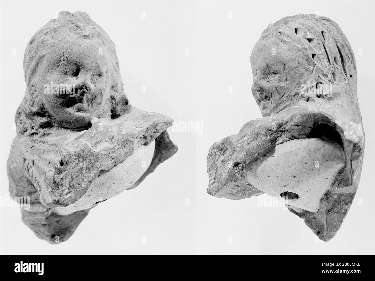 Bas abdomen et ailes., Figurine, fragment, faïence, terre cuite, 4,3 cm, hellénistique -200 Banque D'Images