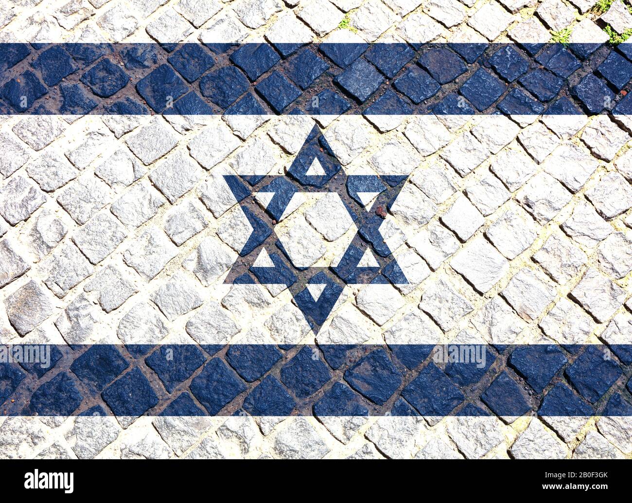 Drapeau israélien sur le mur. Drapeau israélien peint sur un mur de briques grunge. Israël et la langue et la culture israéliennes Banque D'Images