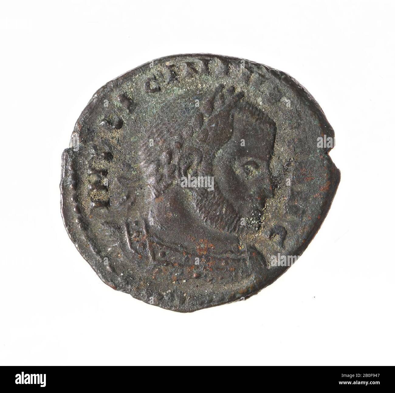 Coin, folis, Licinius I, Vz: Buste r. en kuras, IMP LICINIUS P F AUG, Kz: Sol, Soli INVISTO [COMITI, mintmark R Banque D'Images