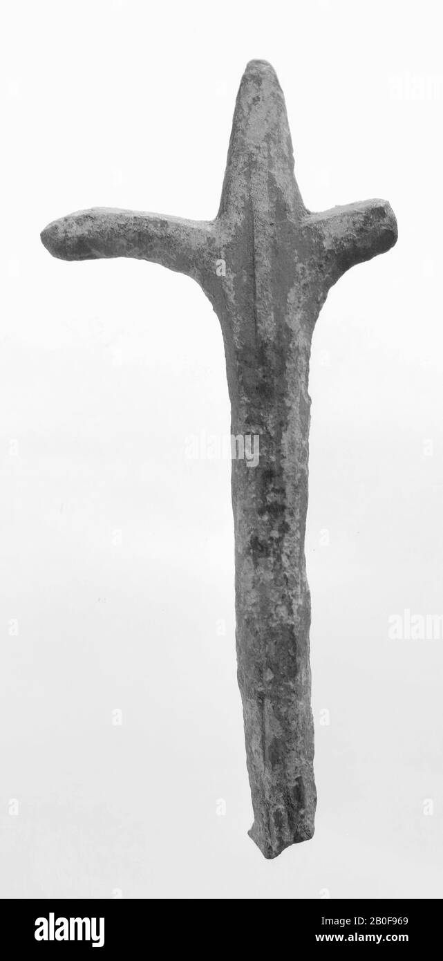 Tige en bronze de tout objet, peut-être d'un miroir (?)., Poignée, métal, bronze, longueur: 6 cm, roman 1-300, Pays-Bas, Gueldre, Maasdriel, Rossum Banque D'Images