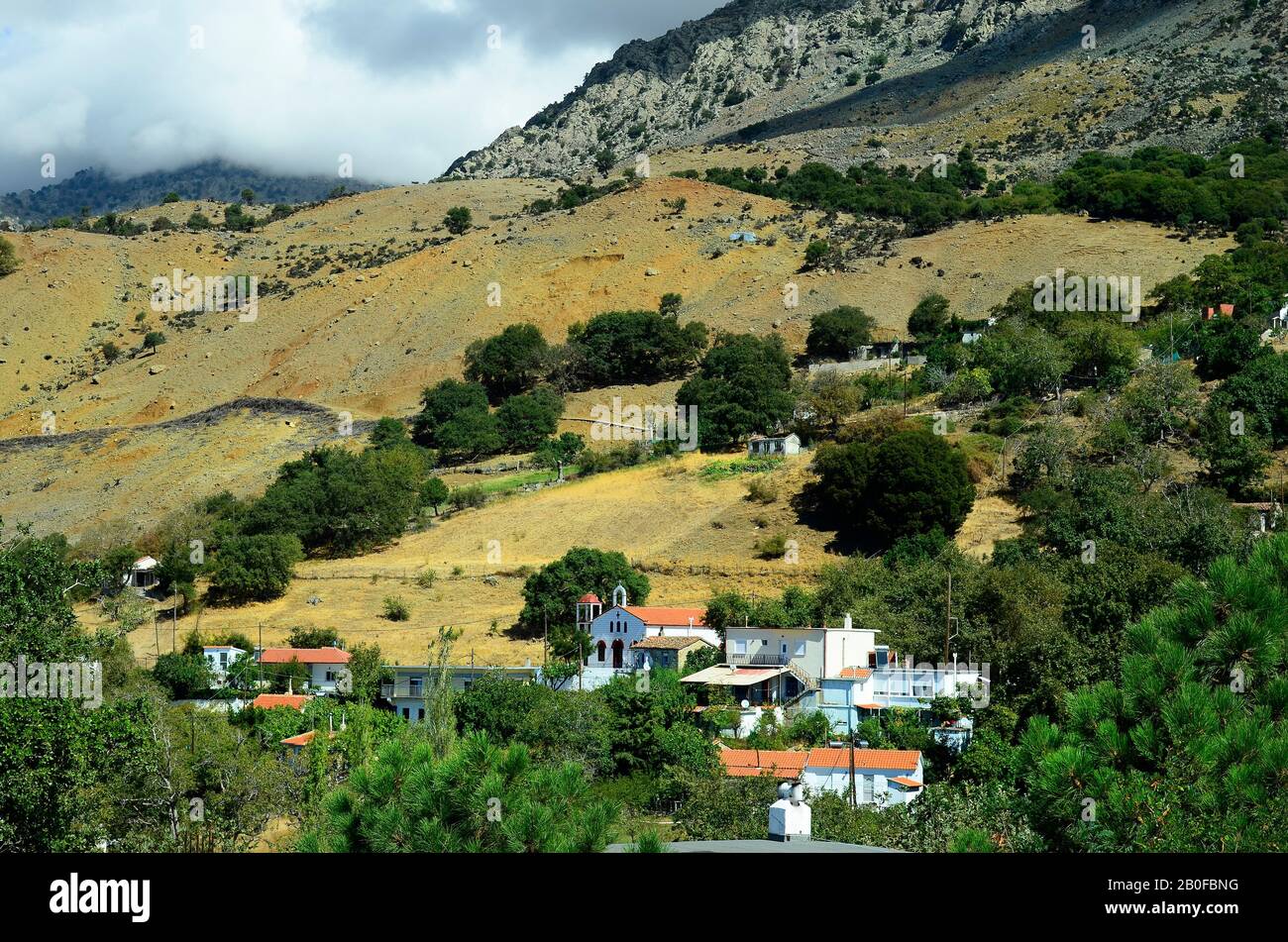 Grèce, Ile de Samothrace, village de montagne Profutis Ilias Banque D'Images