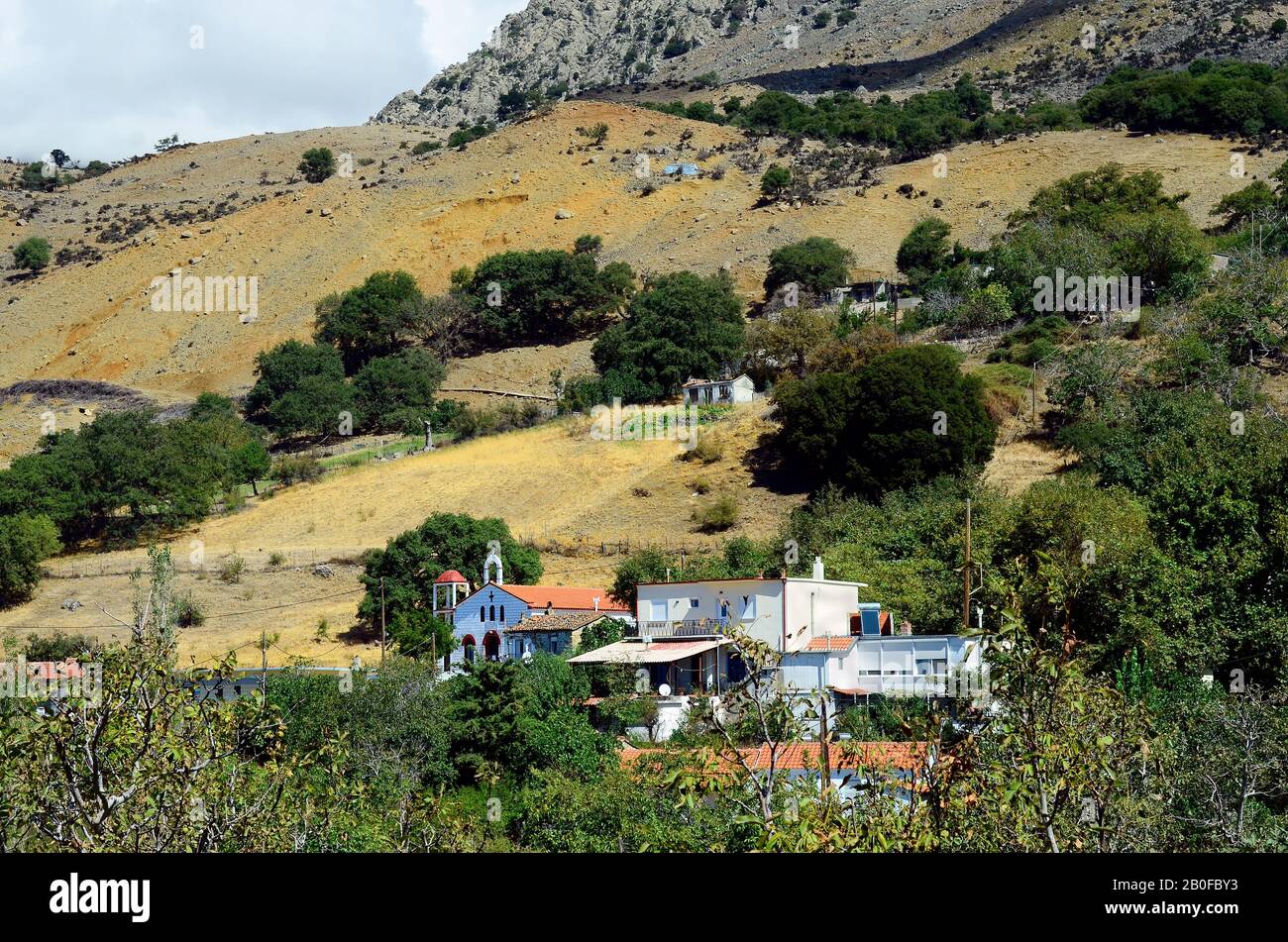 Grèce, Ile de Samothrace, village de montagne Profutis Ilias Banque D'Images