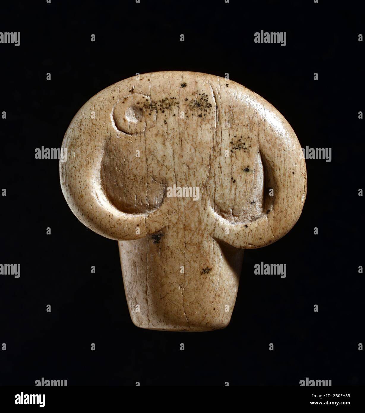 Amulet, tête de taureau, percée, amulette, os, 2,8 x 3 cm, Période archaïque, Egypte Banque D'Images