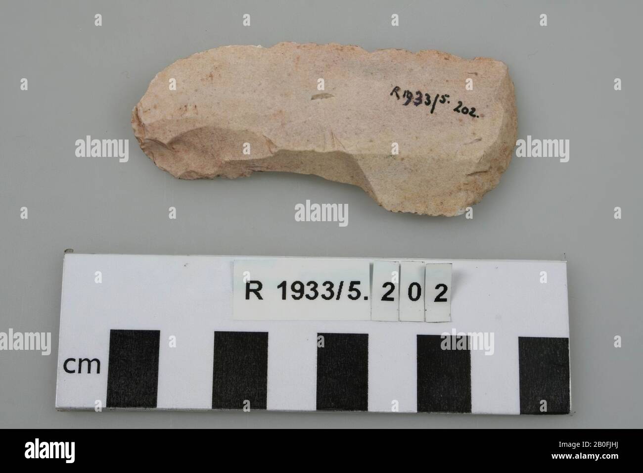 Racleur Flint, racleur, pierre, silex, 8 x 3,6 x 1 cm, préhistorique, France, inconnu, inconnu, abri Pacaud Banque D'Images