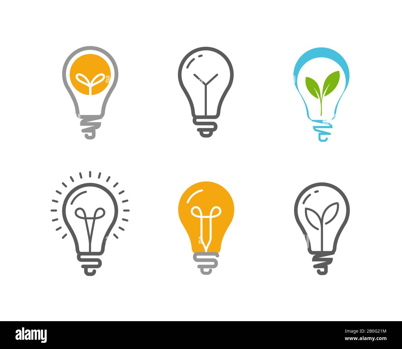 Ensemble d'icônes d'ampoule. Technologie, symbole d'idée ou logo. Illustration vectorielle Illustration de Vecteur