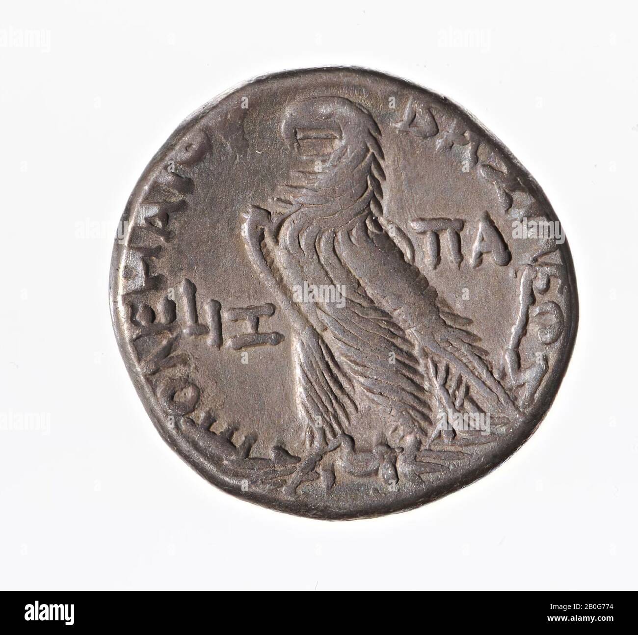 Pièce de monnaie, tétrarachm, Ptolémée X, Vz: Chef de Ptolemaios I r., Kz:  Eagle on Lightning l., PTOLEMAIOU BASILEOOS, dans le champ l. L IZ (= année  17), dans le champ r.