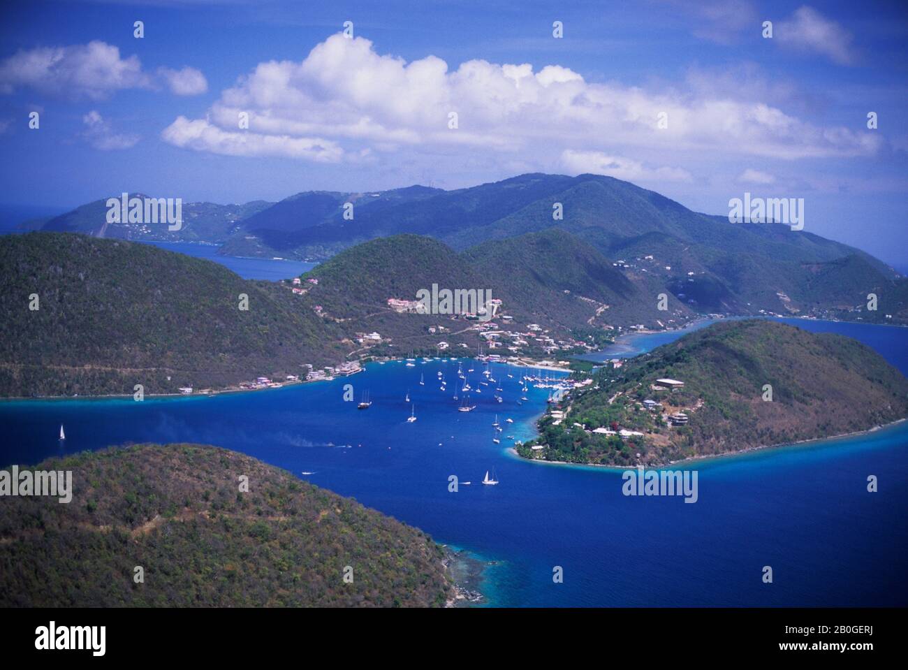 BRITISH VIRGIN ISLAND, TORTOLA, TROU DE SOPER, VUE AÉRIENNE Banque D'Images