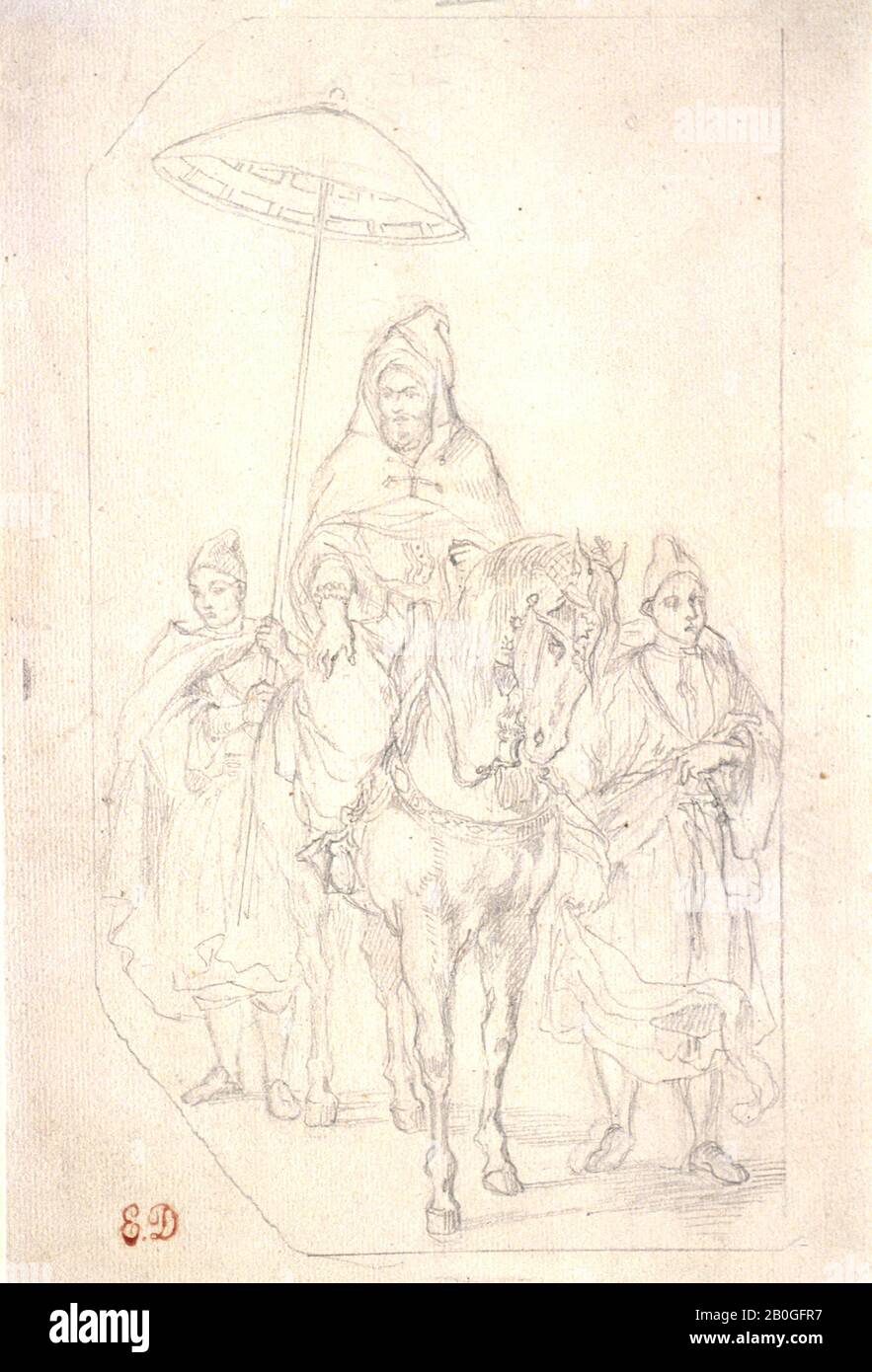 Eugène Delacroix, français, 1798-1863, Abd-er-Rahman II, Sultan du Maroc, 1810-1863, crayon sur papier, Total : 9 9/16 x 6 3/16 po. (24,3 x 15,7 cm Banque D'Images