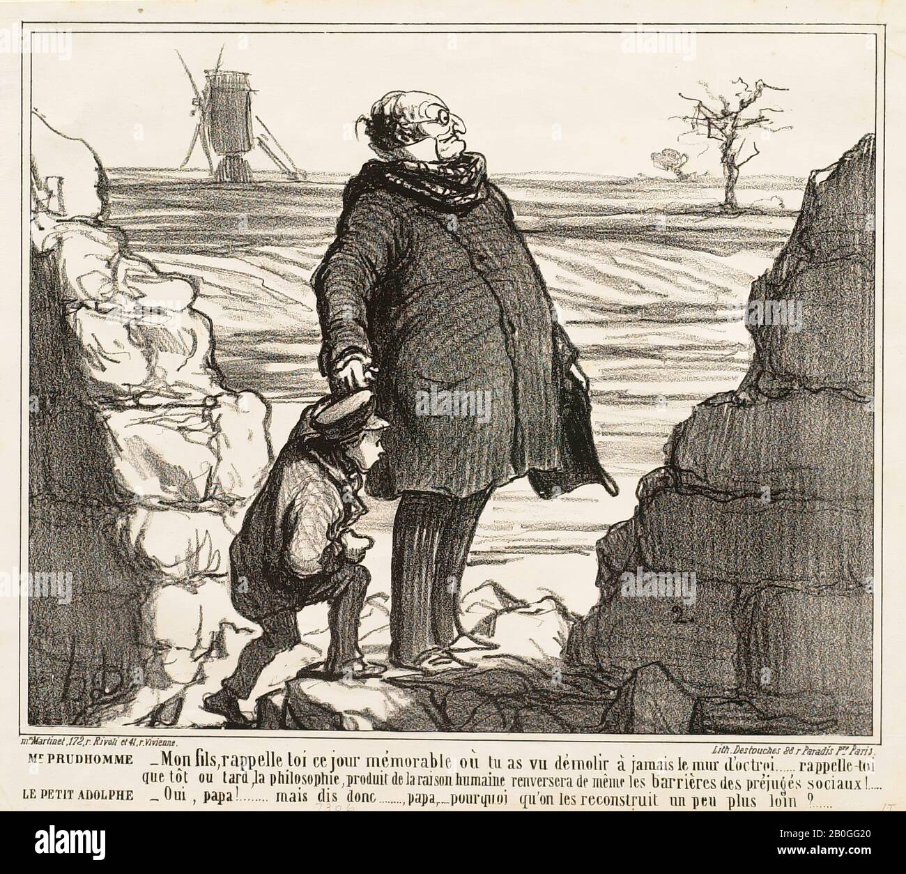 Honoré Daumier, français, 1808–1879, l'Album des Charges du jour: M. Prudhomme—Mon fils, rapelle toii..., 1860, Lithographe sur papier, Total: 8 5/8 x 10 1/2 po. (21,9 x 26,7 cm Banque D'Images