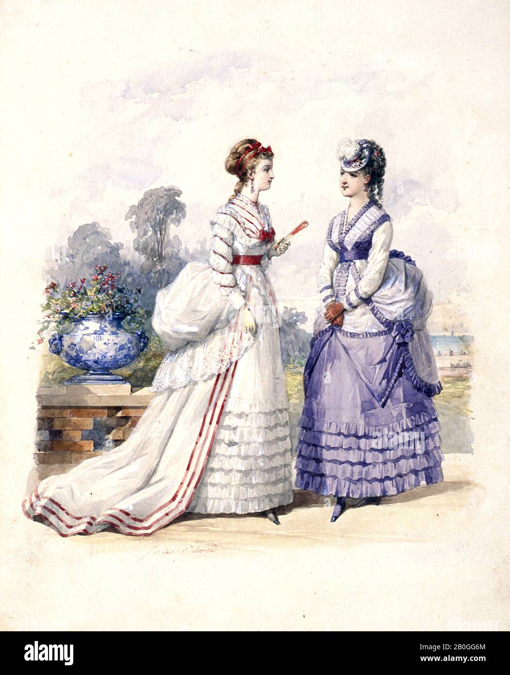 Jules David, Français, 1808-1892, Fashion Drawing No. 11, 1869, Aquarelle sur carton blanc, Total : 11 1/4 x 8 7/8 po. (28,6 x 22,5 cm Banque D'Images