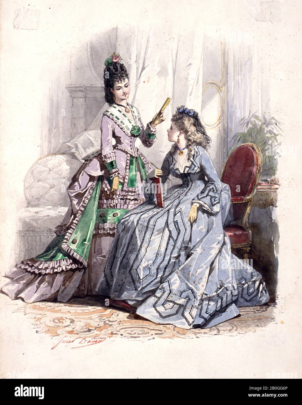 Jules David, Français, 1808-1892, Fashion Drawing No. 13, 1872, Aquarelle sur carton blanc, Total : 11 1/8 x 8 11/16 in. (28,2 x 22 cm Banque D'Images
