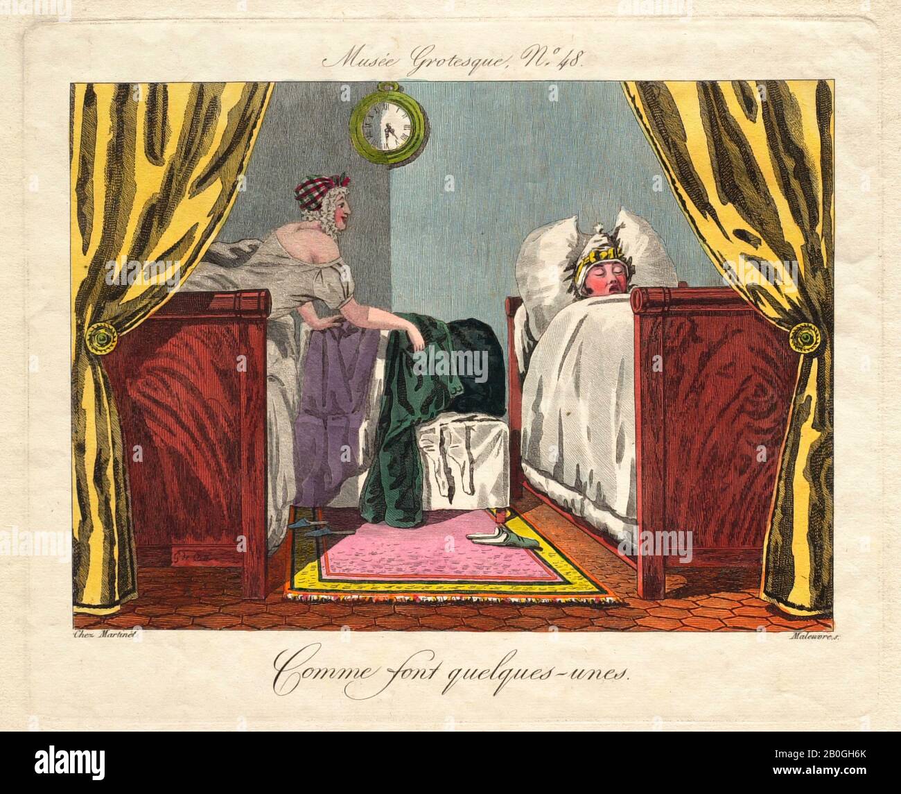 Pierre Maleuvre, français, 1740–1803, Musée Grotesque no 48 : comme font quelques-unes, 1802–1815, gravure sur papier, Total : 6 5/8 x 9 3/16 po. (16,8 x 23,4 cm Banque D'Images