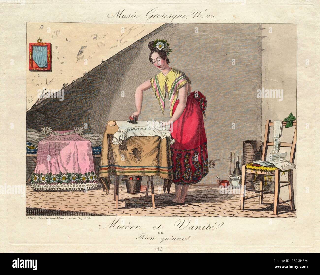 Inconnu, Musée Grotesque No. 22: Misère et Vanité, ou, Rien qu'une, 1700–1899, gravure De couleur Manuelle sur papier, Total: 6 9/16 x 9 1/8 in. (16,7 x 23,2 cm Banque D'Images