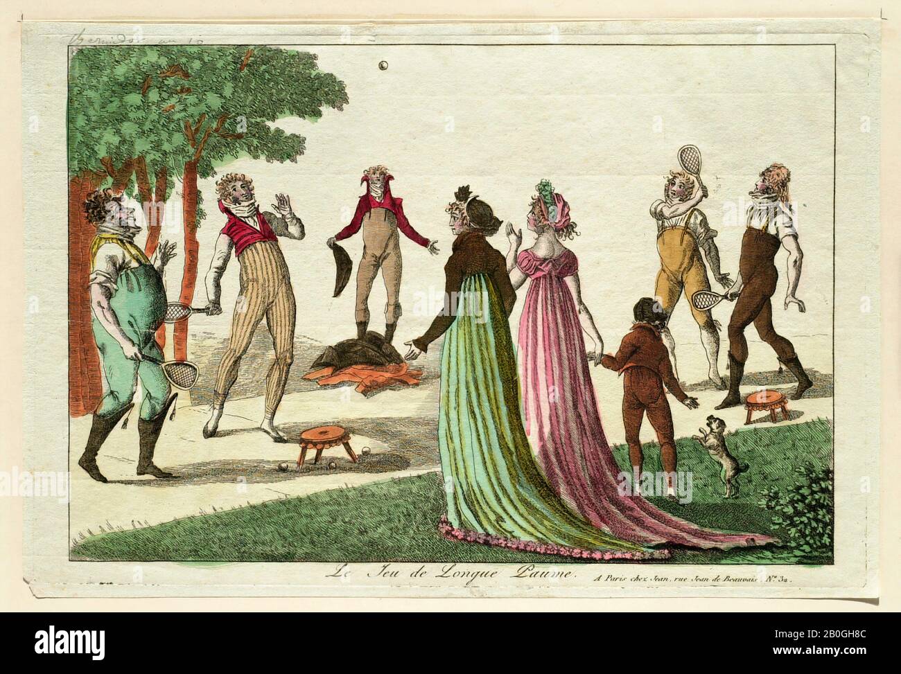 Inconnu, le jeu de longue plume, 1802, gravure De couleur Manuelle sur papier, Total : 7 11/16 x 11 7/16 po. (19,6 x 29 cm Banque D'Images