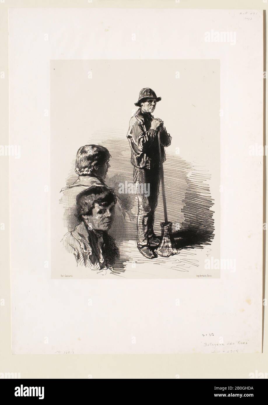 Paul Gavarni, français, 1804–1866, Balayer des rues, 1814–1866, Lithographe sur papier, image : 10 1/16 x 7 3/4 po. (25,5 x 19,7 cm Banque D'Images