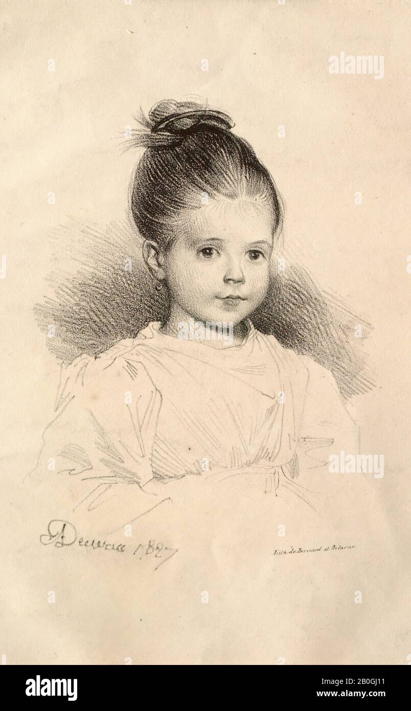 Achille Devéria, Française, 1800–1857, Mlle. Marie de Clérambault, 1827, Lithographe sur papier vélin, feuille: 12 5/16 x 9 1/2 po. (31,3 x 24,1 cm Banque D'Images