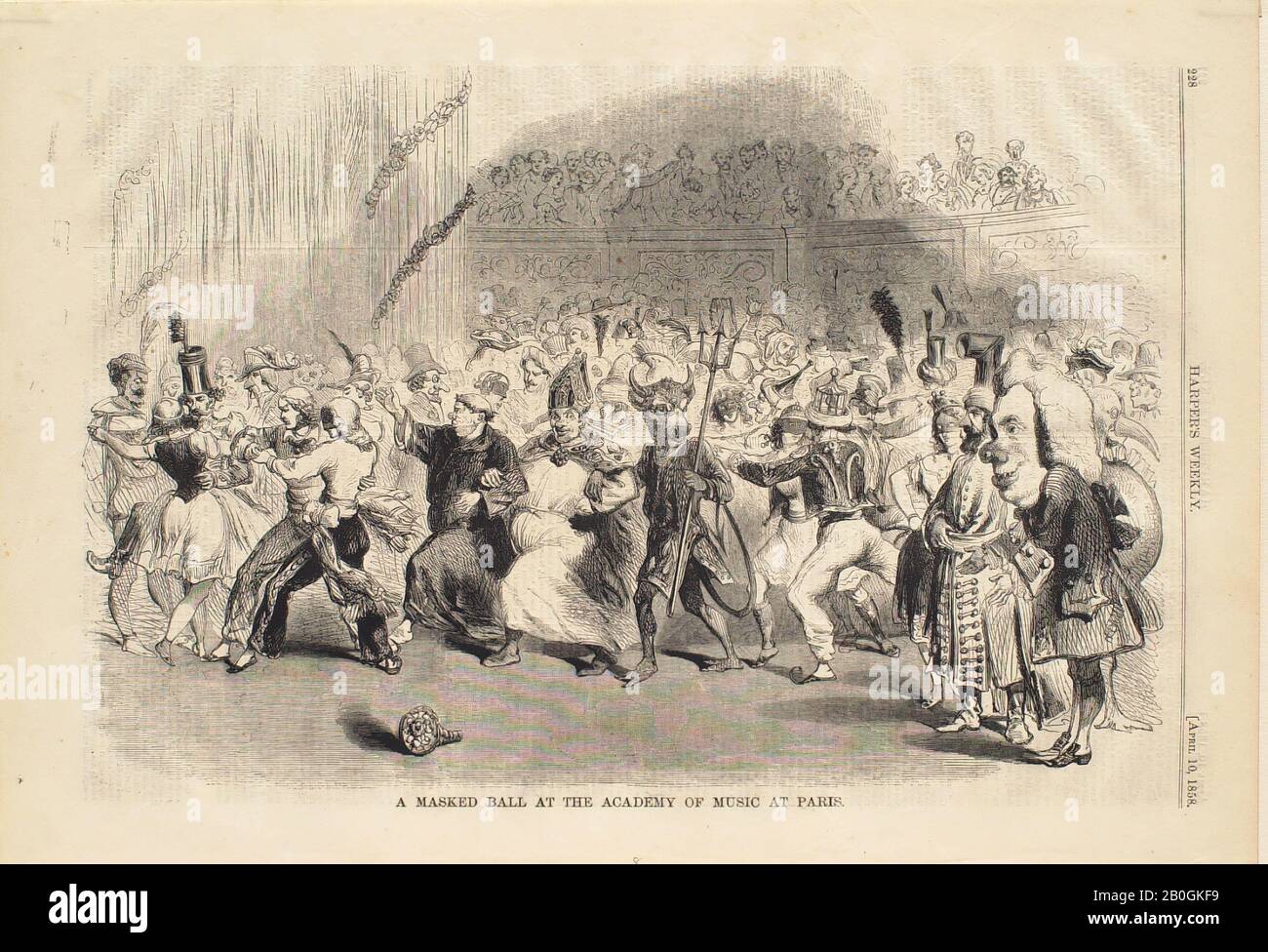 Inconnu, une balle Masquée à l'Académie de musique de Paris, 1858, gravure en bois sur papier, image: 9 5/16 x 13 7/8 po. (23,7 x 35,3 cm Banque D'Images Inconnu, une balle Masquée à l'Académie de musique de Paris, 1858, gravure en bois sur papier, image: 9 5/16 x 13 7/8 po. (23,7 x 35,3 cm Banque D'Images