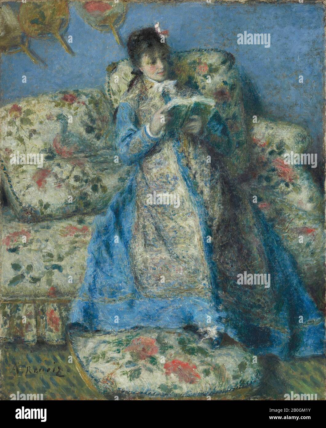 Pierre-Auguste Renoir, Français, 1841–1919, Portrait De Madame Monet (Madame Claude Monet Reading), Ch. 1874, huile sur toile, 24 5/16 x 19 13/16 in. (61,7 x 50,3 cm Banque D'Images