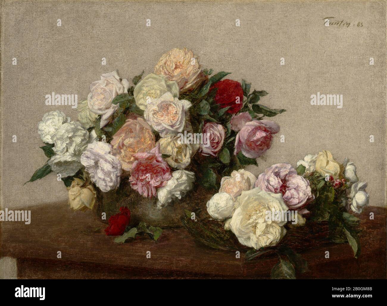 Henri Fantin-Latour, français, 1836–1904, roses dans un bol et Un Plat, 1885, huile sur toile, 18 1/16 x 24 13/16 po. (45,9 x 63 cm Banque D'Images