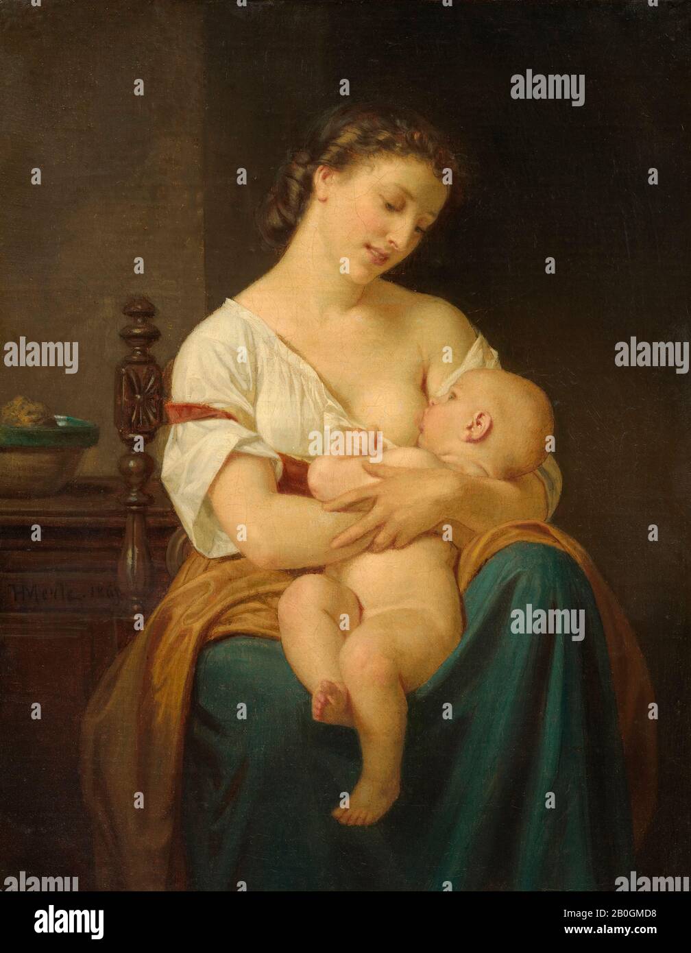 Hugues Merle, français, 1823–1881, mère et enfant, c. 1869, huile sur toile, 9 11/16 x 7 5/8 in. (24,6 x 19,3 cm Banque D'Images