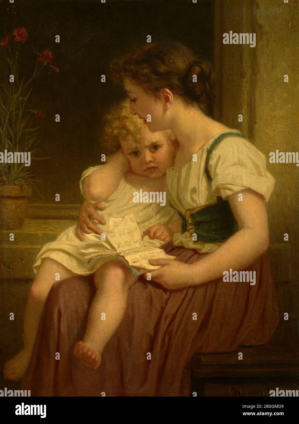 Hugues Merle, français, 1823–1881, mère et enfant, c. 1864, huile sur toile, 9 3/4 x 7 9/16 in. (24,7 x 19,2 cm Banque D'Images