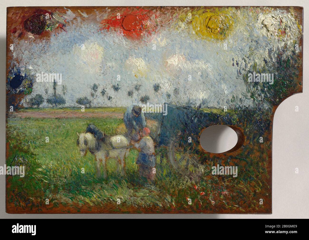 Camille Pissarro, française, 1830–1903, la Palette d'artistes avec un paysage, c. 1878–80, huile sur panneau, 9 9/16 x 13 11/16 in. (24,3 x 34,7 cm Banque D'Images