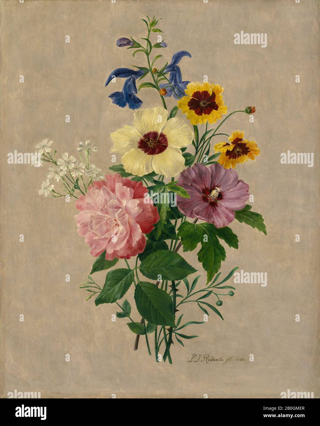 Pierre Joseph Rebouté, français, 1759–1840, fleurs, 1820, huile sur toile, 16 1/8 x 13 1/16 po. (41 x 33,2 cm Banque D'Images