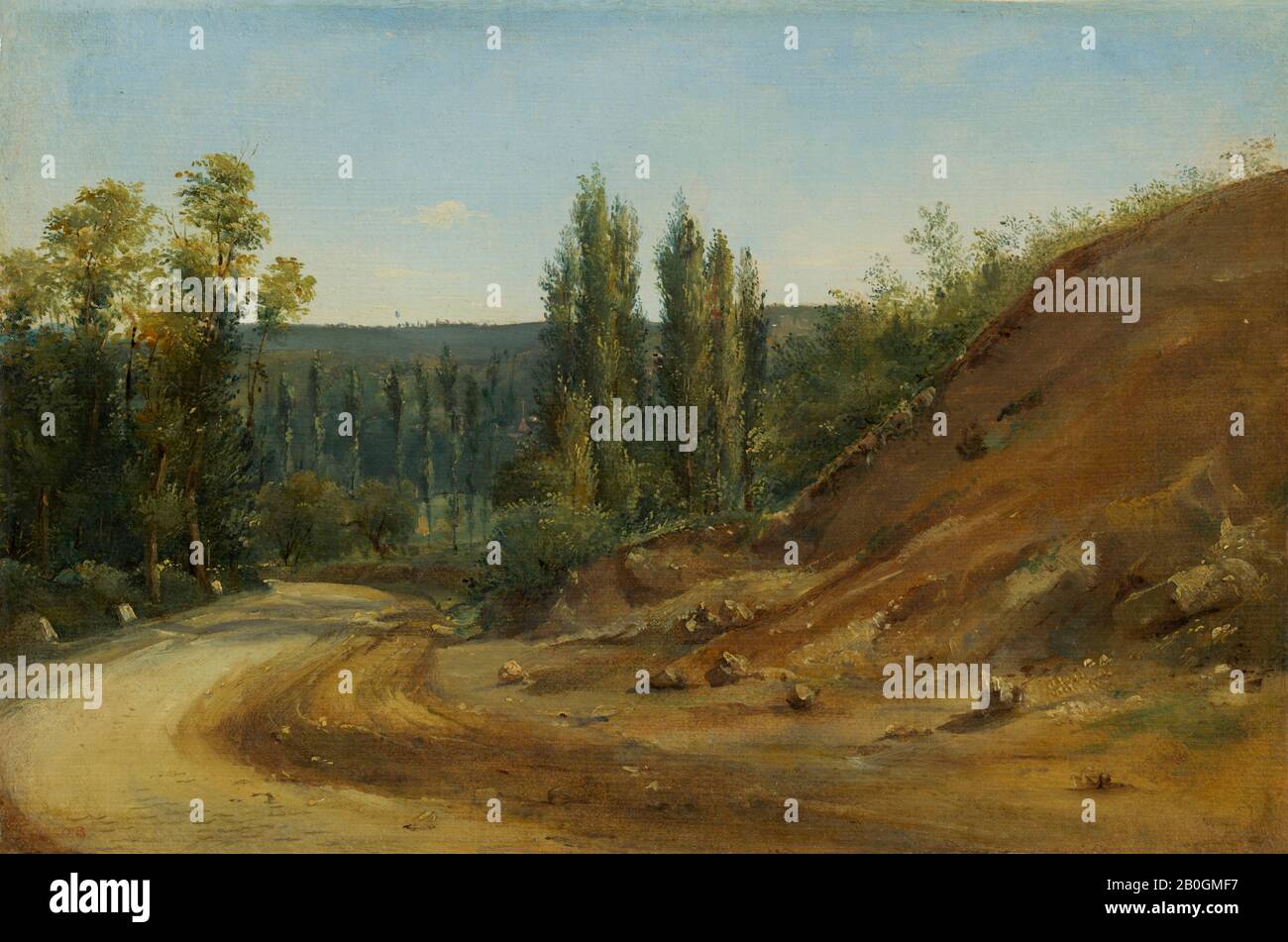 Théodore Rousseau, français, 1812–1867, chemin dans le Jura, ch. 1830 ou peut-être c. 1834, huile sur papier vélin, montée sur toile, 8 9/16 x 12 3/4 in. (21,7 x 32,4 cm Banque D'Images