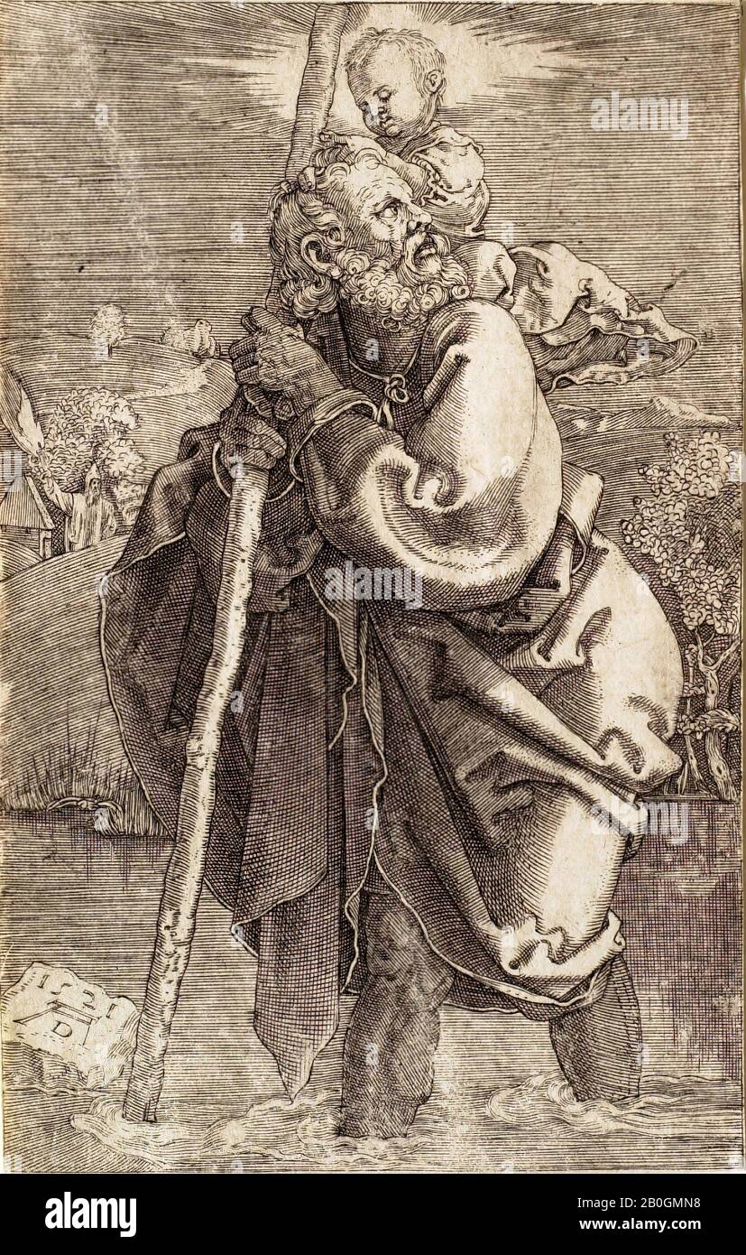 Après Albrecht Dürer, allemand, 1471–1528, Saint Christopher Face à gauche, 1514, Gravure sur papier, image : 4 1/2 x 2 7/8 po. (11,5 x 7,3 cm Banque D'Images