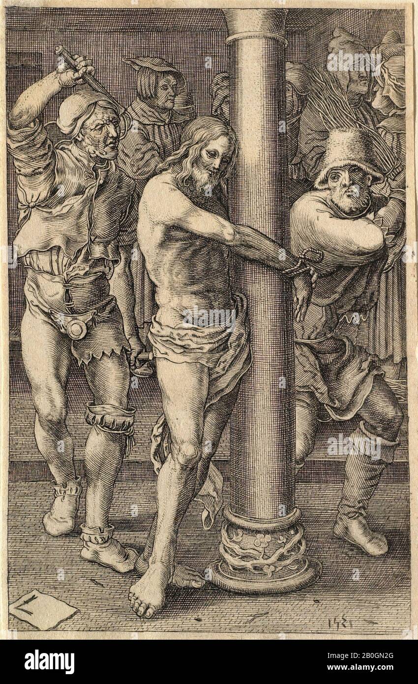 Après Lucas van Leyden, Netherlandish, ch. 1494–1533, Flagellation, Gravure, image : 4 9/16 x 2 15/16 po. (11,6 x 7,5 cm Banque D'Images