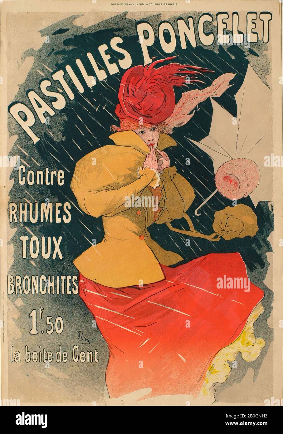 Jules Chéret, Français, 1836–1932, Pastilles Poncelet/Contre/rhumes/toux/bronches/etc, c. 1898, lithographie couleur sur papier vélin, image : 21 7/16 x 14 1/2 po. (54,5 x 36,9 cm Banque D'Images