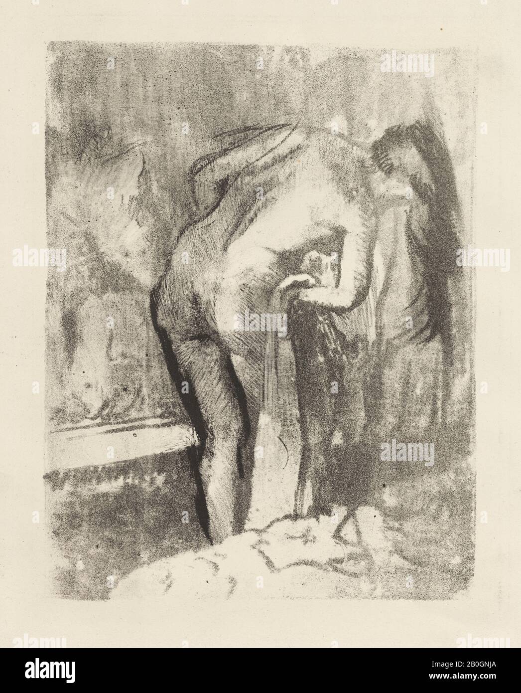 Hilaire-Germain-Edgar Degas, Français, 1834–1917, la sortie du bain, première plaque (Après le bain), ch. 1891–92, Lithographe noir sur papier vélin, cadre : 18 x 14 po. (45,7 x 35,6 cm Banque D'Images