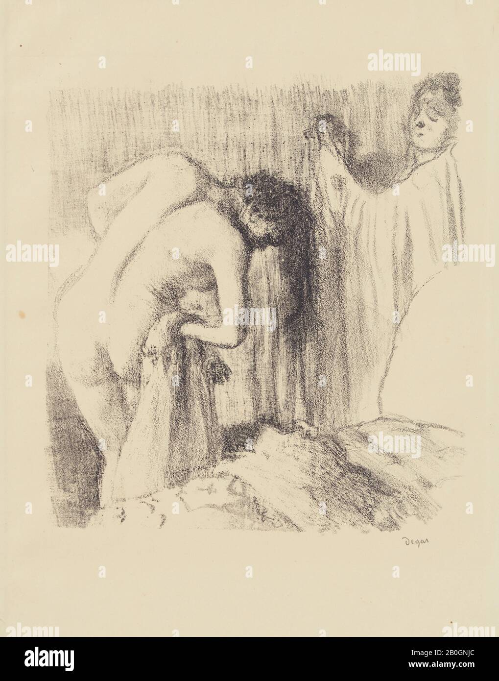 Hilaire-Germain-Edgar Degas, Français, 1834–1917, la sortie du bain : petite planche (Après le bain—petite assiette), ch. 1891–92, Lithographe noir sur papier vélin, image : 9 5/8 x 8 7/8 in. (24,5 x 22,6 cm Banque D'Images