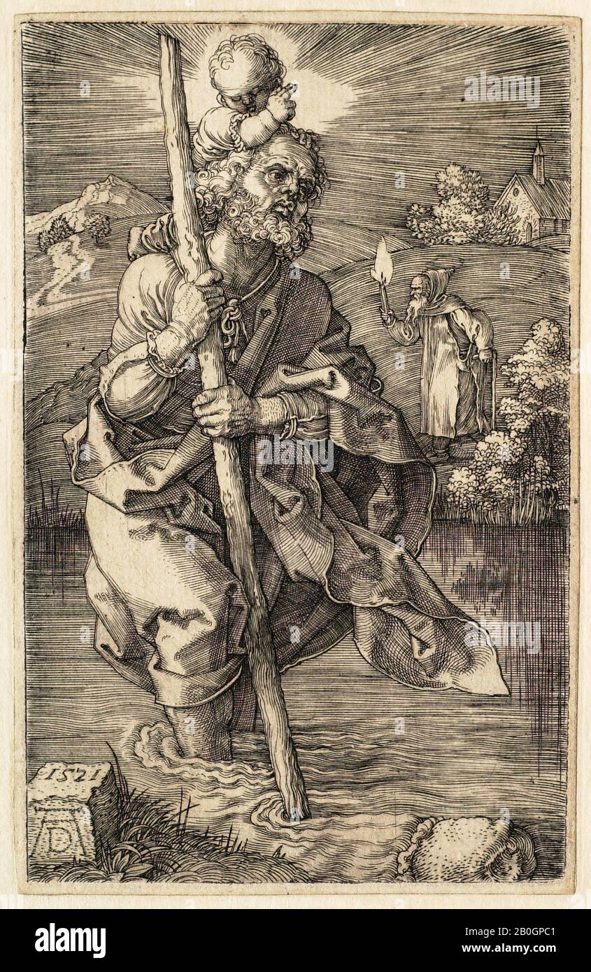 Albrecht Dürer, allemand, 1471–1528, Saint Christopher Face À Droite, 1521, Gravure sur papier, bordure : 4 3/4 x 2 15/16 po. (12,1 x 7,5 cm Banque D'Images