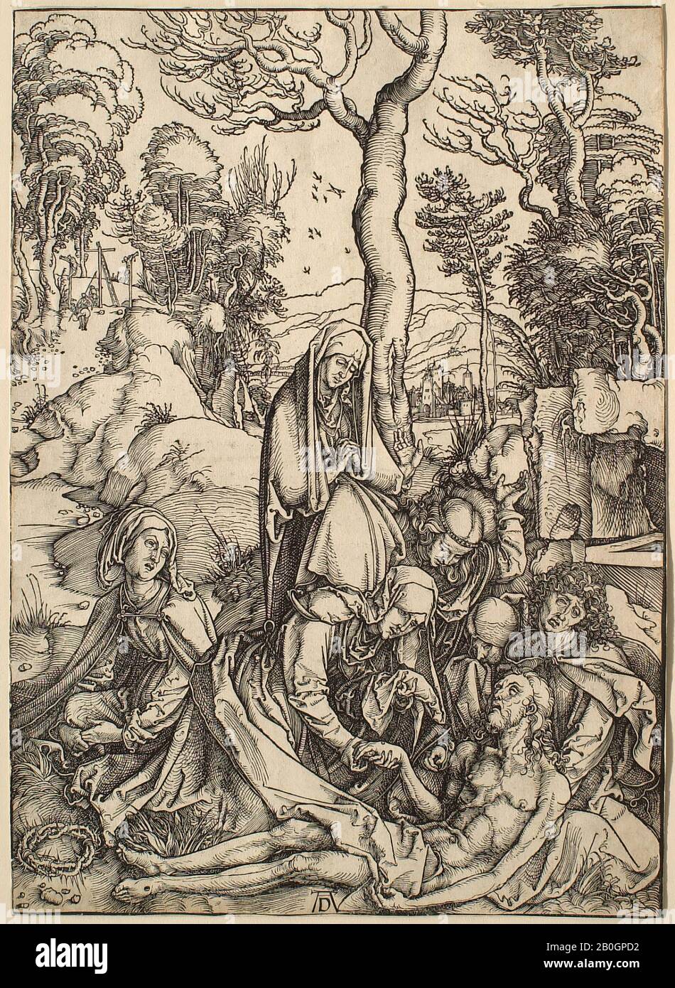 Albrecht Dürer, allemand, 1471–1528, La Grande Passion : la lamentation, 1498–1499, coupe de bois sur papier, image : 15 1/4 x 11 po. (38,7 x 28 cm Banque D'Images