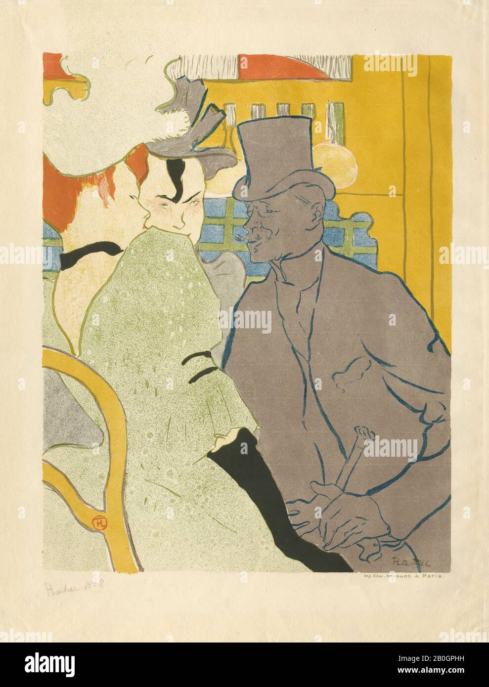 Henri de Toulouse-Lautrec, français, 1864–1901, Anglais au Moulin Rouge, 1892, Lithographe imprimé en vert, gris, bleu, orange rouge, jaune et noir sur papier crème, image : 20 11/16 x 14 5/8 in. (52,6 x 37,1 cm) ; Banque D'Images
