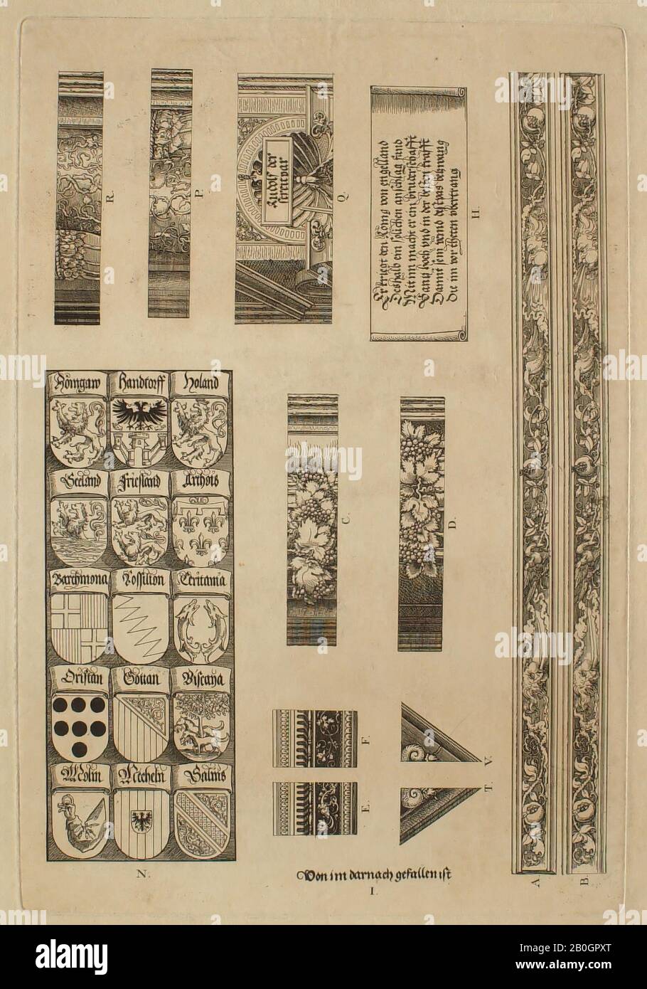 Albrecht Dürer, allemand, 1471–1528, l'Arche de Tromphal de Maximilian I : détail A-F, H, I, N, P-R, T, V, 1515–1517, feuille de bois sur papier, bordure : 20 3/4 x 15/16 po. (52,7 x 43 cm Banque D'Images