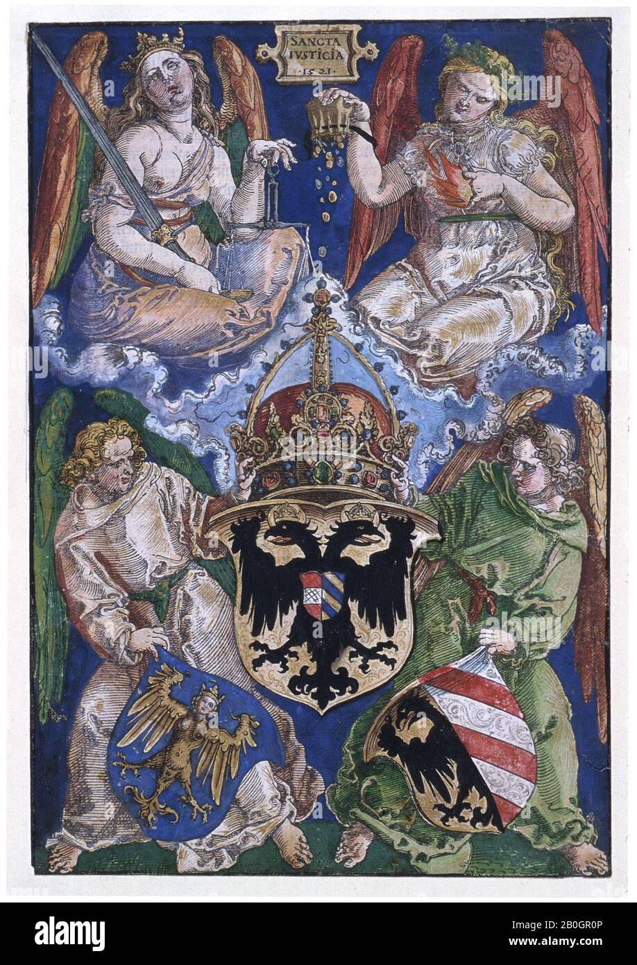 Albrecht Dürer, allemand, 1471–1528, armoiries de l'Empire allemand et de Nuremberg City, 1521, coupe à bois sur papier, image: 9 5/8 x 6 1/2 in. (24,5 x 16,5 cm Banque D'Images